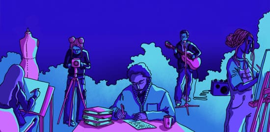 Bandeau d'illustration "Les industries culturelles et créatives" par l'artiste Danasqua